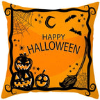 Halloween Cushion Cover Horror Pumpkin Printed Pillow Case Orange And Black Pillow Cover Pumpkin Farmhouse Deco Happy Halloween Decorative Pillow Case For Home  45x45CM