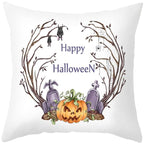 Halloween Cushion Cover Horror Pumpkin Printed Pillow Case Orange And Black Pillow Cover Pumpkin Farmhouse Deco Happy Halloween Decorative Pillow Case For Home  45x45CM