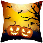 Halloween Cushion Cover Horror Pumpkin Printed Pillow Case Orange And Black Pillow Cover Pumpkin Farmhouse Deco Happy Halloween Decorative Pillow Case For Home  45x45CM
