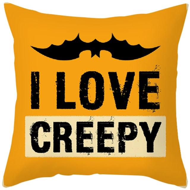 Halloween Cushion Cover Horror Pumpkin Printed Pillow Case Orange And Black Pillow Cover Pumpkin Farmhouse Deco Happy Halloween Decorative Pillow Case For Home  45x45CM