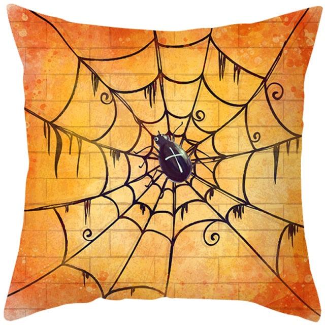 Halloween Cushion Cover Horror Pumpkin Printed Pillow Case Orange And Black Pillow Cover Pumpkin Farmhouse Deco Happy Halloween Decorative Pillow Case For Home  45x45CM