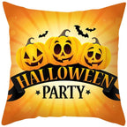 Halloween Cushion Cover Horror Pumpkin Printed Pillow Case Orange And Black Pillow Cover Pumpkin Farmhouse Deco Happy Halloween Decorative Pillow Case For Home  45x45CM