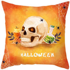 Halloween Cushion Cover Horror Pumpkin Printed Pillow Case Orange And Black Pillow Cover Pumpkin Farmhouse Deco Happy Halloween Decorative Pillow Case For Home  45x45CM