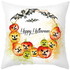 Halloween Cushion Cover Horror Pumpkin Printed Pillow Case Orange And Black Pillow Cover Pumpkin Farmhouse Deco Happy Halloween Decorative Pillow Case For Home  45x45CM