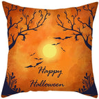 Halloween Cushion Cover Horror Pumpkin Printed Pillow Case Orange And Black Pillow Cover Pumpkin Farmhouse Deco Happy Halloween Decorative Pillow Case For Home  45x45CM