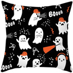 Halloween Cushion Cover Horror Pumpkin Printed Pillow Case Orange And Black Pillow Cover Pumpkin Farmhouse Deco Happy Halloween Decorative Pillow Case For Home  45x45CM