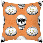 Halloween Cushion Cover Horror Pumpkin Printed Pillow Case Orange And Black Pillow Cover Pumpkin Farmhouse Deco Happy Halloween Decorative Pillow Case For Home  45x45CM