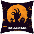 Halloween Cushion Cover Horror Pumpkin Printed Pillow Case Orange And Black Pillow Cover Pumpkin Farmhouse Deco Happy Halloween Decorative Pillow Case For Home  45x45CM
