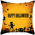 Halloween Cushion Cover Horror Pumpkin Printed Pillow Case Orange And Black Pillow Cover Pumpkin Farmhouse Deco Happy Halloween Decorative Pillow Case For Home  45x45CM