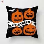 Halloween Cushion Cover Soft Linen Pillow Case Sofa Decoration Pumpkin Printed Pillow Case Orange And Black Pillow Cover For Living Room Car Pillowcase Home Supplies