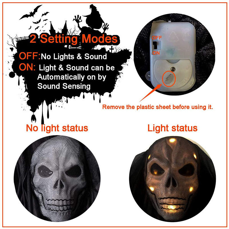 Halloween Decoration Voice-activated Light-emitting Sound Horror Ghost Mask Big Hanging Ghost Hanging Ghost