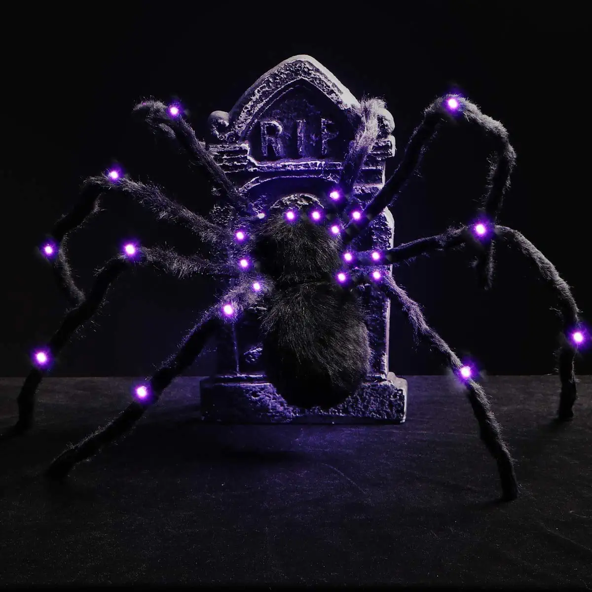 Halloween Luminous Spider Secret Room Trick Props 125cm Plush Big Spider Horror Scary Simulation Spider