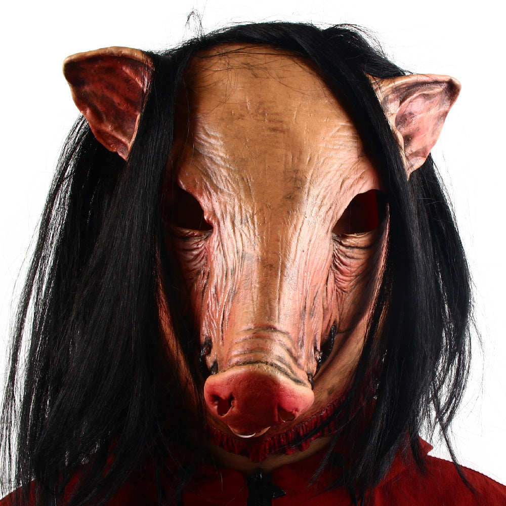 Halloween Scary Saw Pig Head Mask Cosplay Party Horrible Animal Masks Horror Adult Costume Fancy Dress Accessories