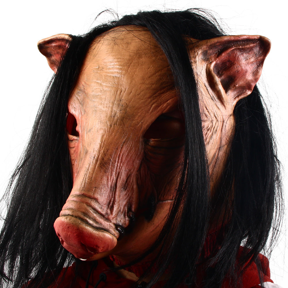 Halloween Scary Saw Pig Head Mask Cosplay Party Horrible Animal Masks Horror Adult Costume Fancy Dress Accessories