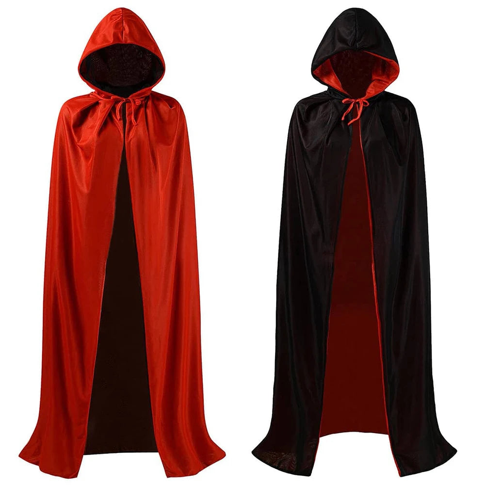 Halloween Women Men Clothes Cosplay Costume Adult Kids Stand Collar Cape Black Red Reversible Cap Vampire Cape Halloween Party