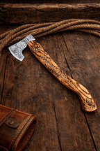 Hand Carved Viking Axe – High Carbon Steel Bearded Axe with Ash Wood Handle | Norse Battle Axe