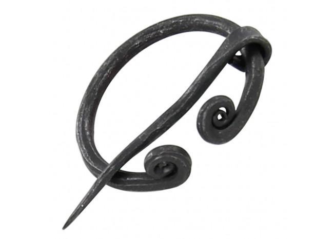 Hand Forged Iron Penannular Brooch with Rolled Ends