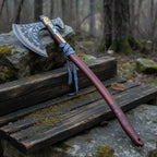 Hand-Forged Viking Double-Bit Fantasy Display Axe with Engraved Head