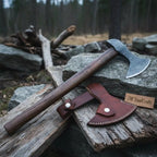 Custom Handmade Damascus Steel Burl Wood Axe Hatchet Tomahawk MB-0027