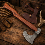 Handmade Damascus Steel Axe Hatchet | 512 Layer Camp Axe & Sheath