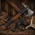 19" Handmade Damascus Steel Viking Bearded Axe with Spike & Sheath
