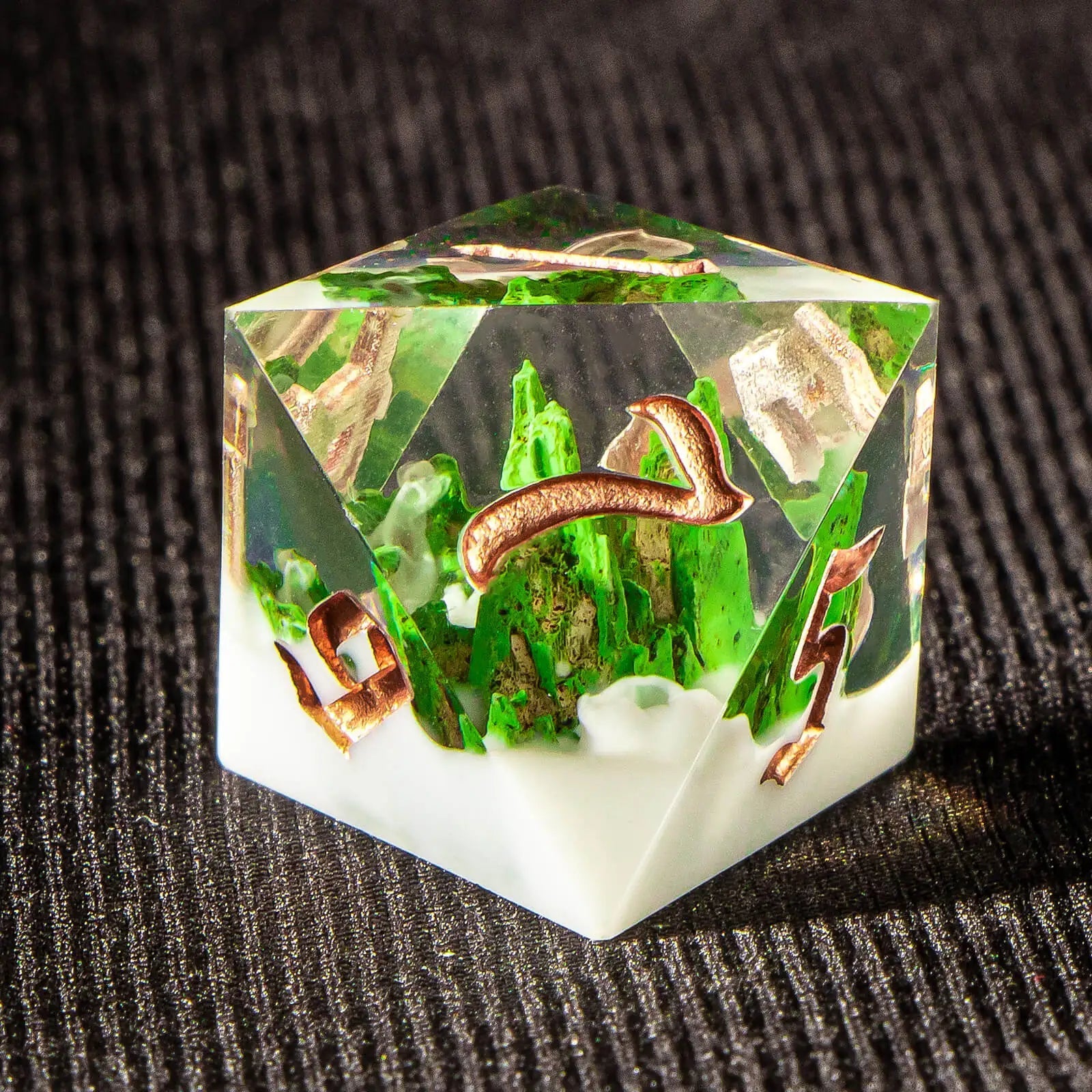 Handmade Resin Mountain Forest Dice, D and D D20 Polyhedral RPG, Sharp Edge Dice Set for Dungeon and Dragon Pathfinder Rol