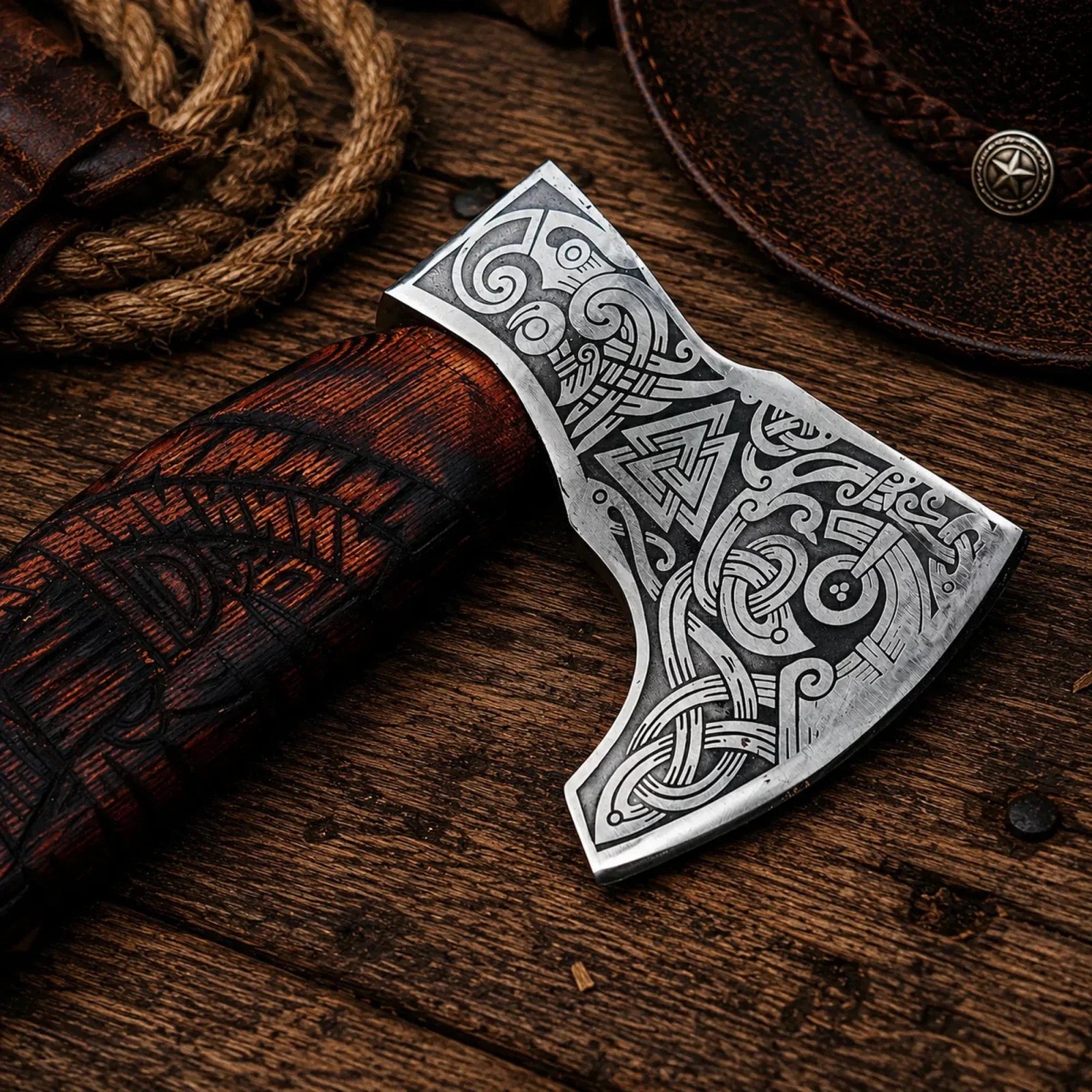 Handmade Viking Axe Carbon Steel Nordic Axe with Leather Sheath