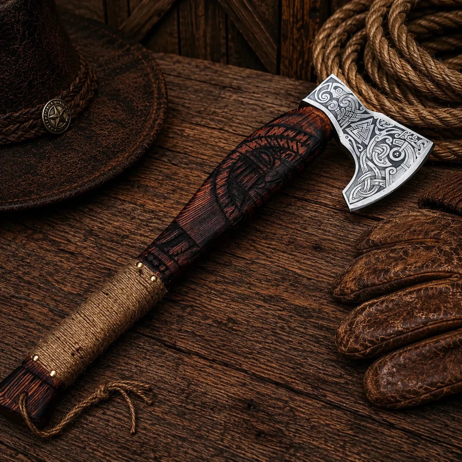 Handmade Viking Axe Carbon Steel Nordic Axe with Leather Sheath
