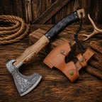 Handmade Viking Bearded Axe | Nordic Engraved Bushcraft Camping Hatchet