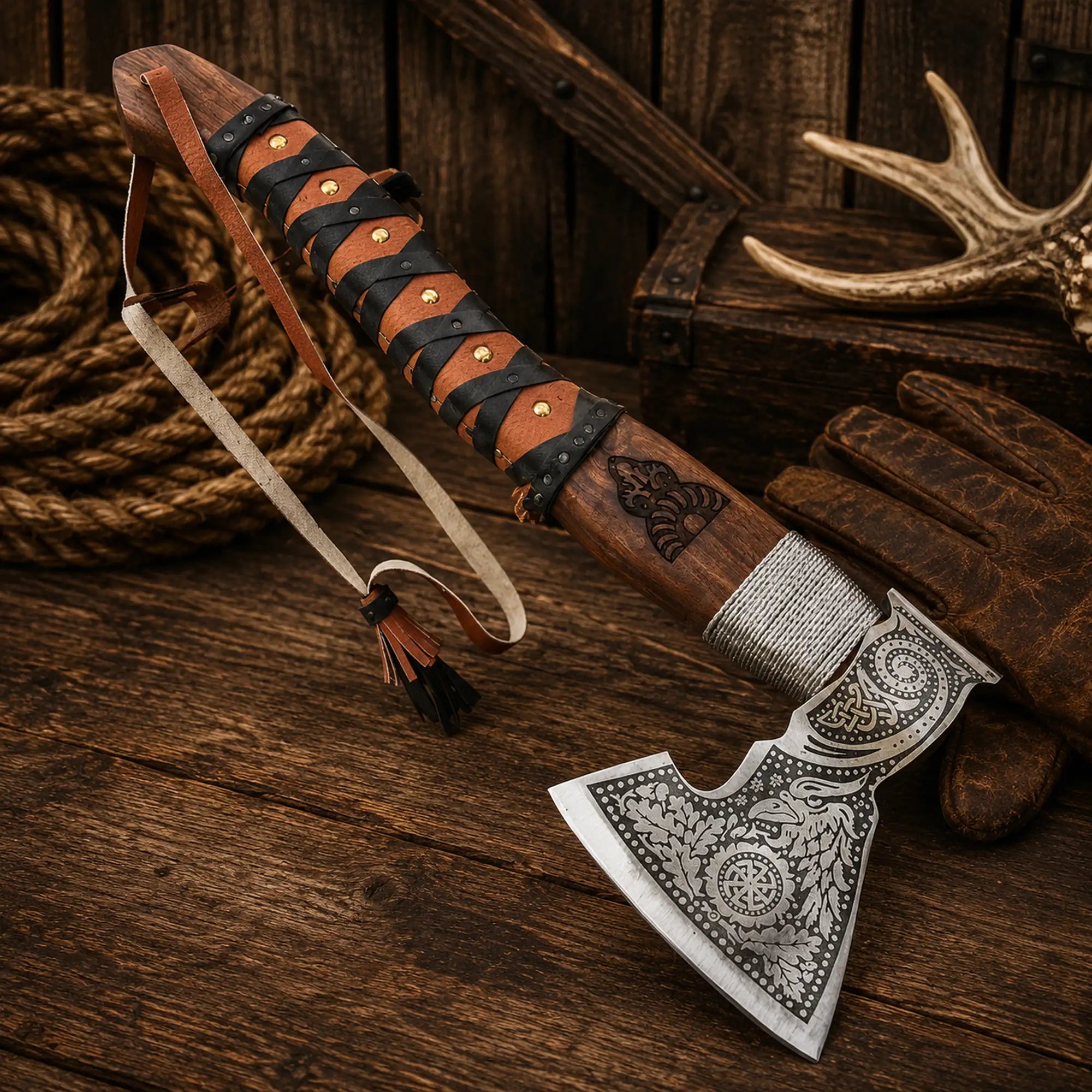 Handmade Nordic Viking Bearded Axe | Bushcraft Camping Hatchet