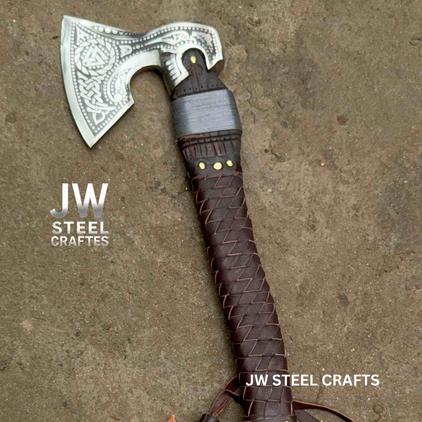 Viking Style Engraved Axe | Handcrafted Leather Wrapped Handle