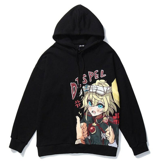 Harajuku Hoodies Men Japanese Ukiyo-e Anime Comics Girl Printed Hooded Pullover Sweatshirt High Street Baggy Streetwear