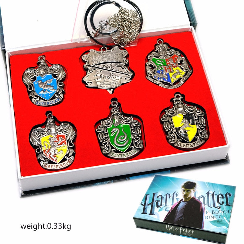 Harri Potter Seal Stamp Vintage Alphabet Wax 3D Metal Badge Seal Sets Hermione Magic Wand Weapon Keychain Necklace Box Toy