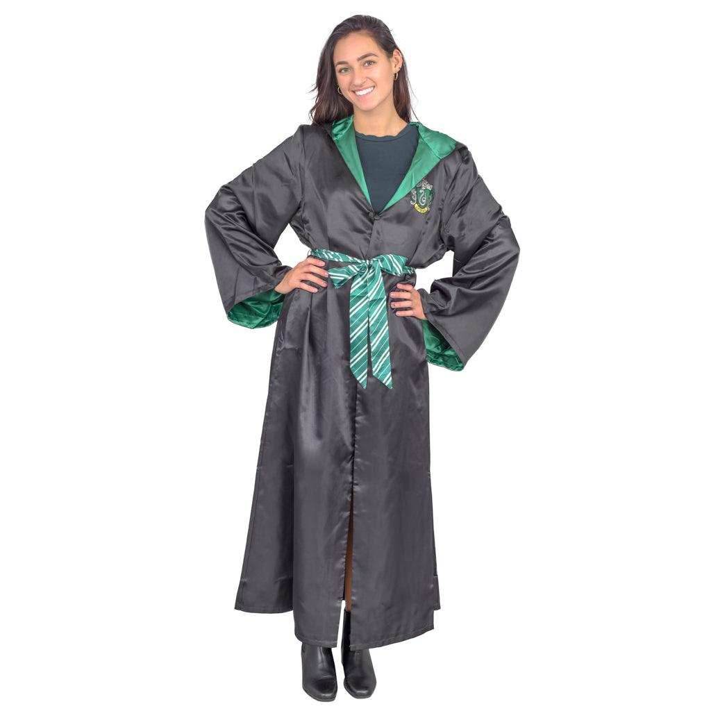 Harry Potter Halloween Costume Robe with Belt and Hood - Green / S/M