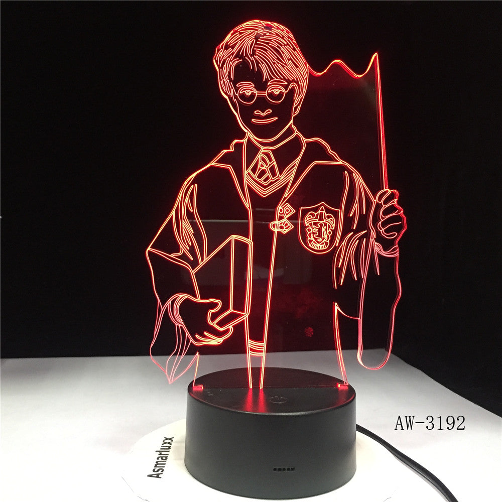 Harry Potter Humanoid 3d Night Light Creative Alarm Clock Cross-Border Led New USB Pendulum Dormitory Bedroom Small Table Lamp