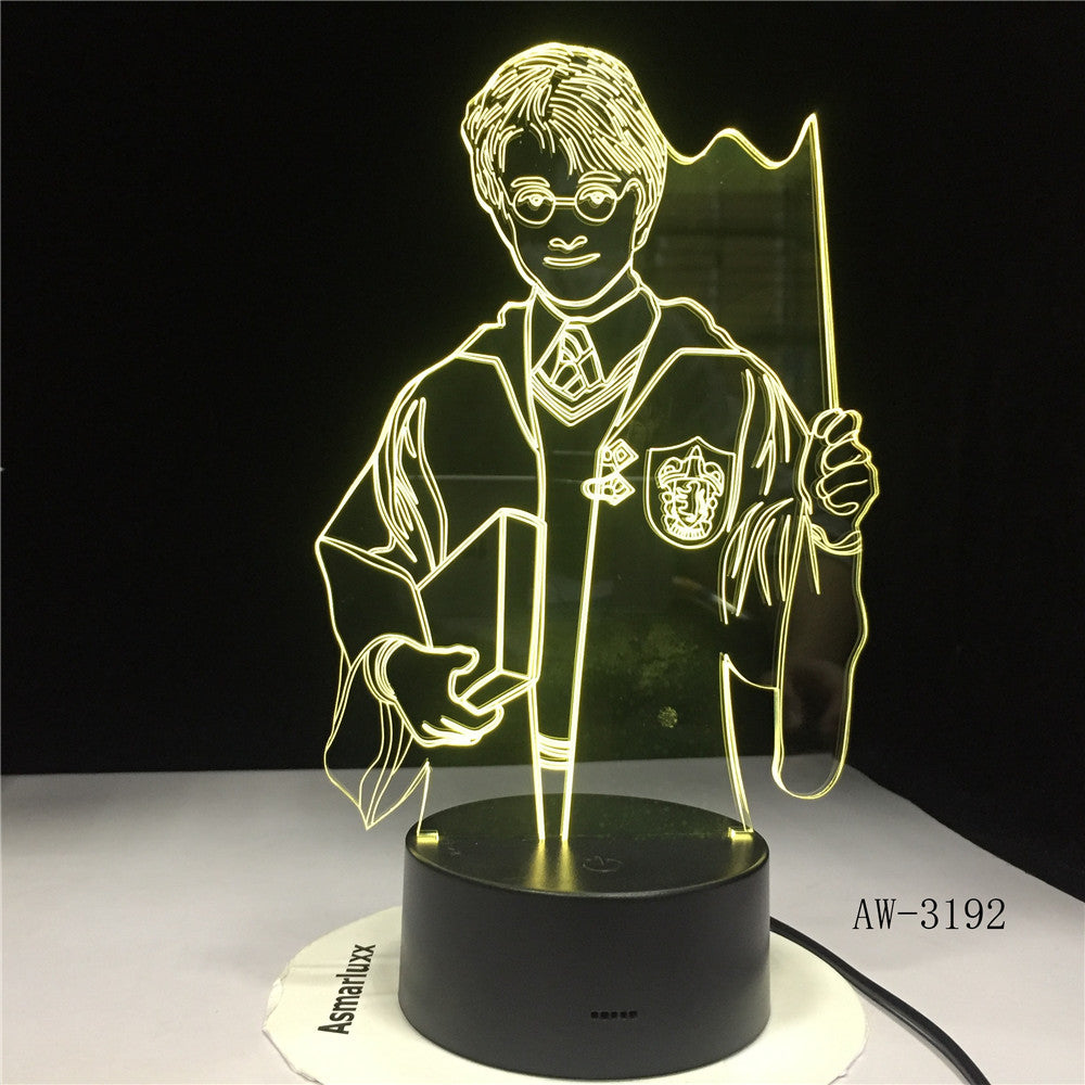 Harry Potter Humanoid 3d Night Light Creative Alarm Clock Cross-Border Led New USB Pendulum Dormitory Bedroom Small Table Lamp