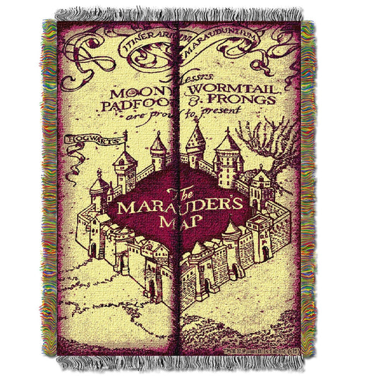 Harry Potter Marauders Map Licensed 48"x 60" Woven Tapestry Throw by The Northwest Company