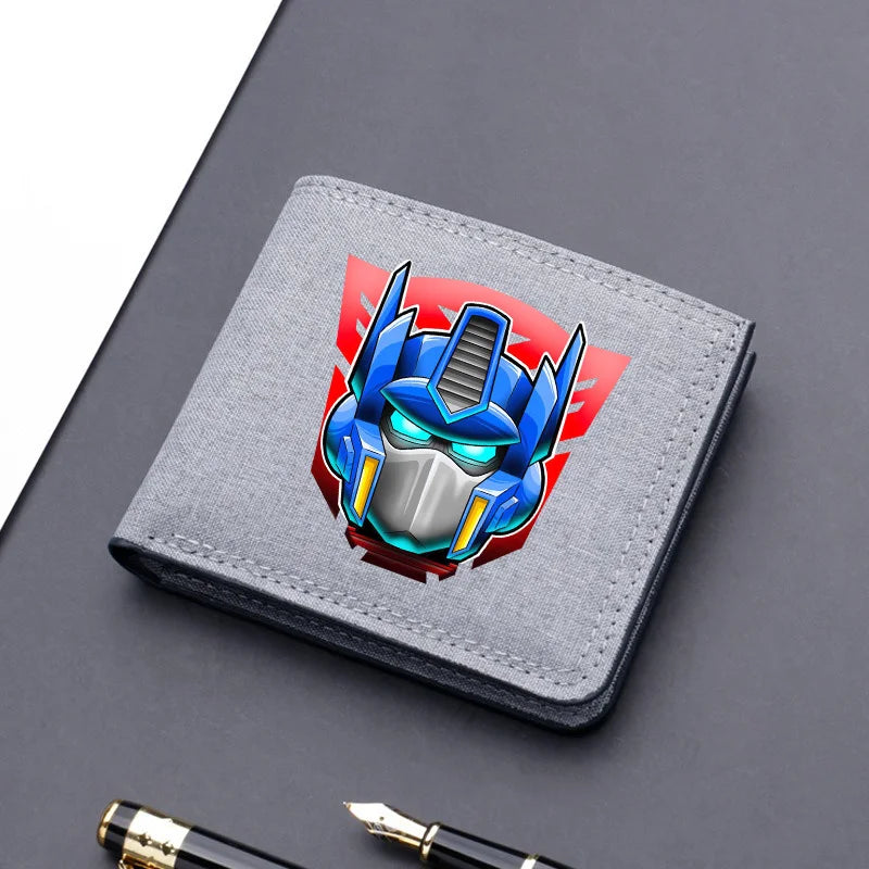 Hasbro Transformers Canvas Men Wallet Black/blue/gray Card Holder Wallet Male Money Bag bank Holder Short Purse Credit Case Bag