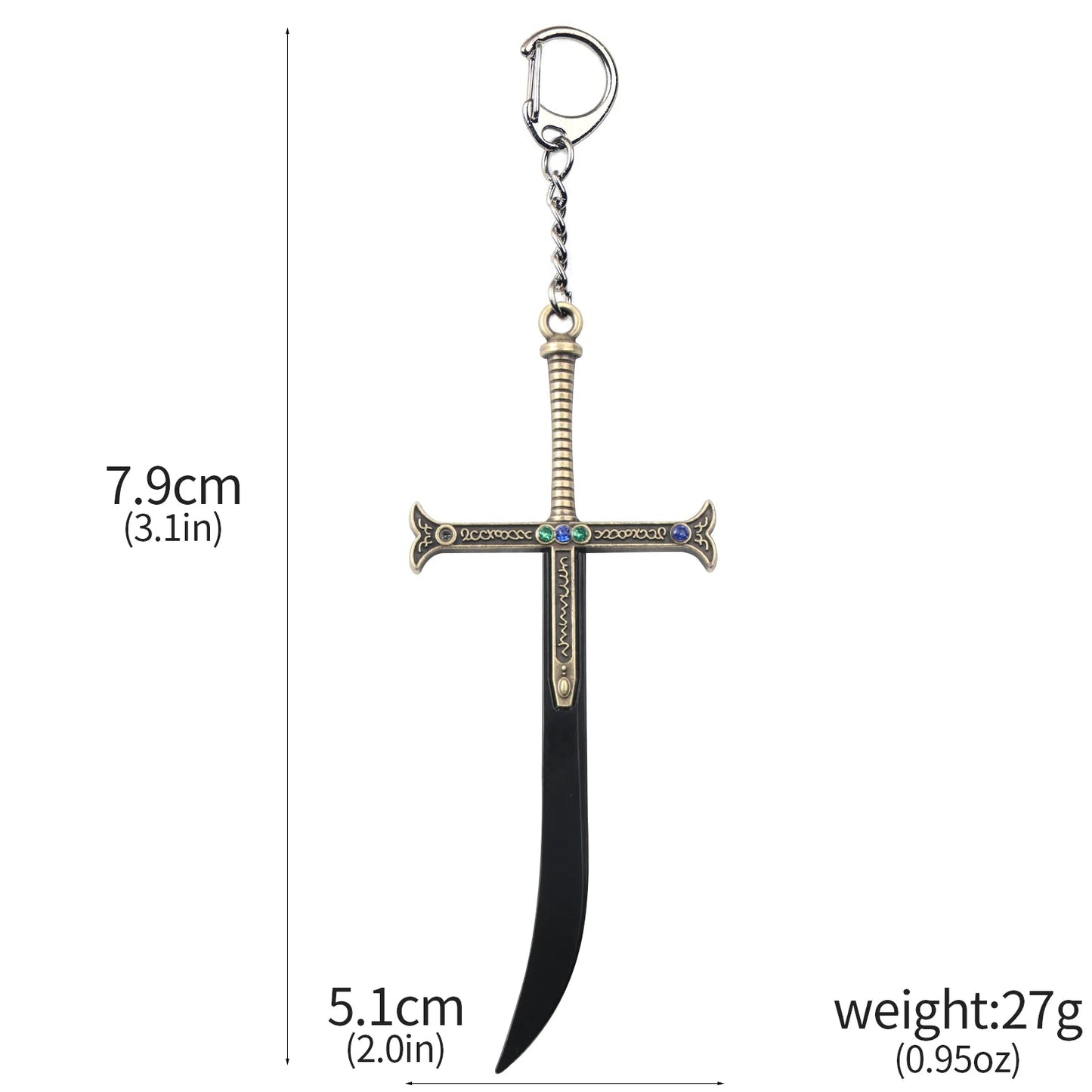 Hawk Eyes Dracule Mihawk Keychain Strongest Swordsman Black Blade Yoru Weapon Model Key Chain for Men Anime Cosplay Jewelry Gift