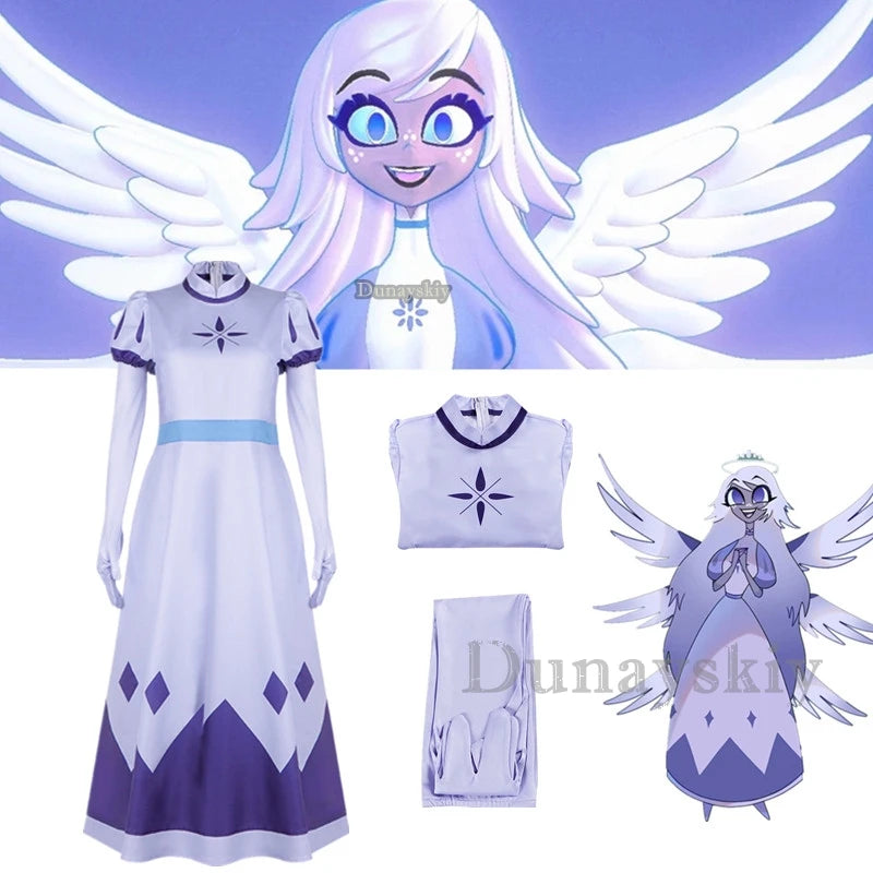 Hazbin Angel Emily Seraphim Cosplay Costume Halo Cosplay Hotel Women Fancy Dress Outfit Halloween Uniform Hasbin Hazubin Suit