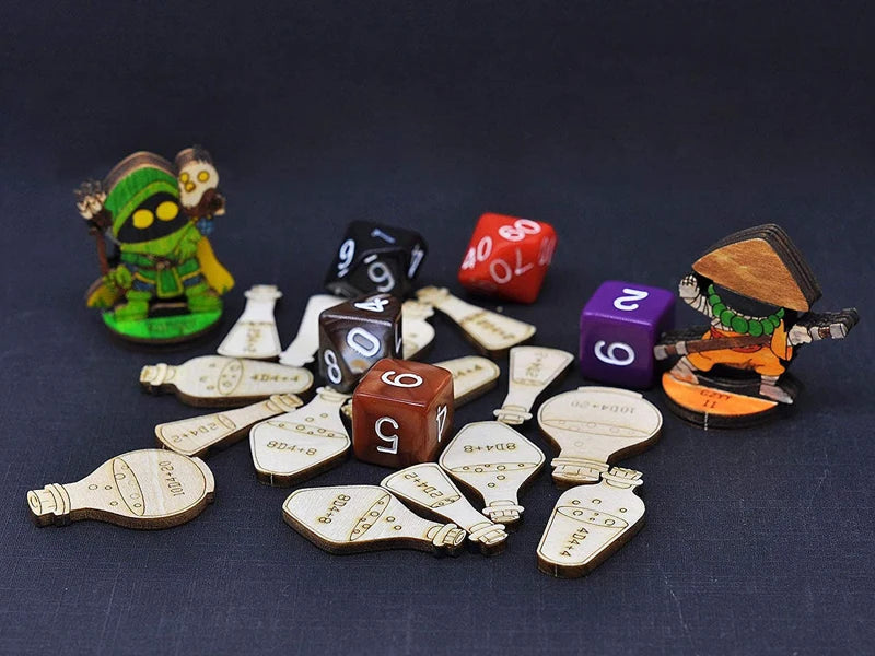 Healing Potion Tokens Set of 21 Wood Laser Cut and Etched DND Accessories for Dungeons and Dragons 5th Edition