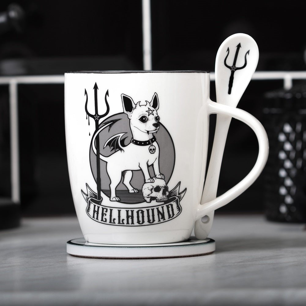 Hellhound Mug Mug Tea Cup and Spoon