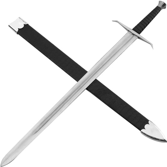 Hellion Rising 1095 High Carbon Medieval Sword with Black Leather Wrap Handle