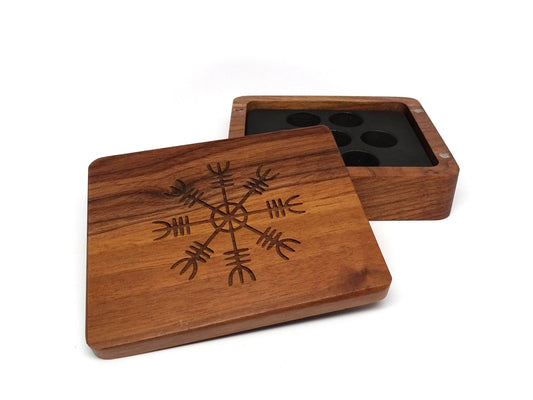 Helm of Awe Wooden Dice Case - Walnut Wood