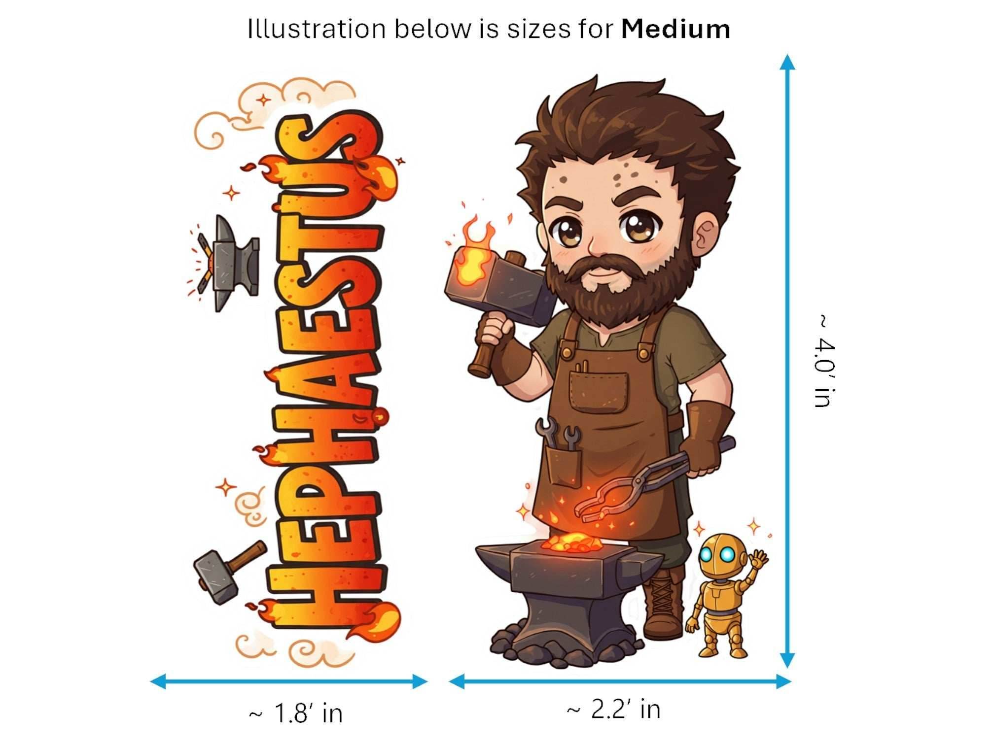 Hephaestus Sticker and Magnet – Klytotechnes Mythkins™ – Greek God of the Forge and Fire | Waterproof & UV-Proof - Sticker / Medium