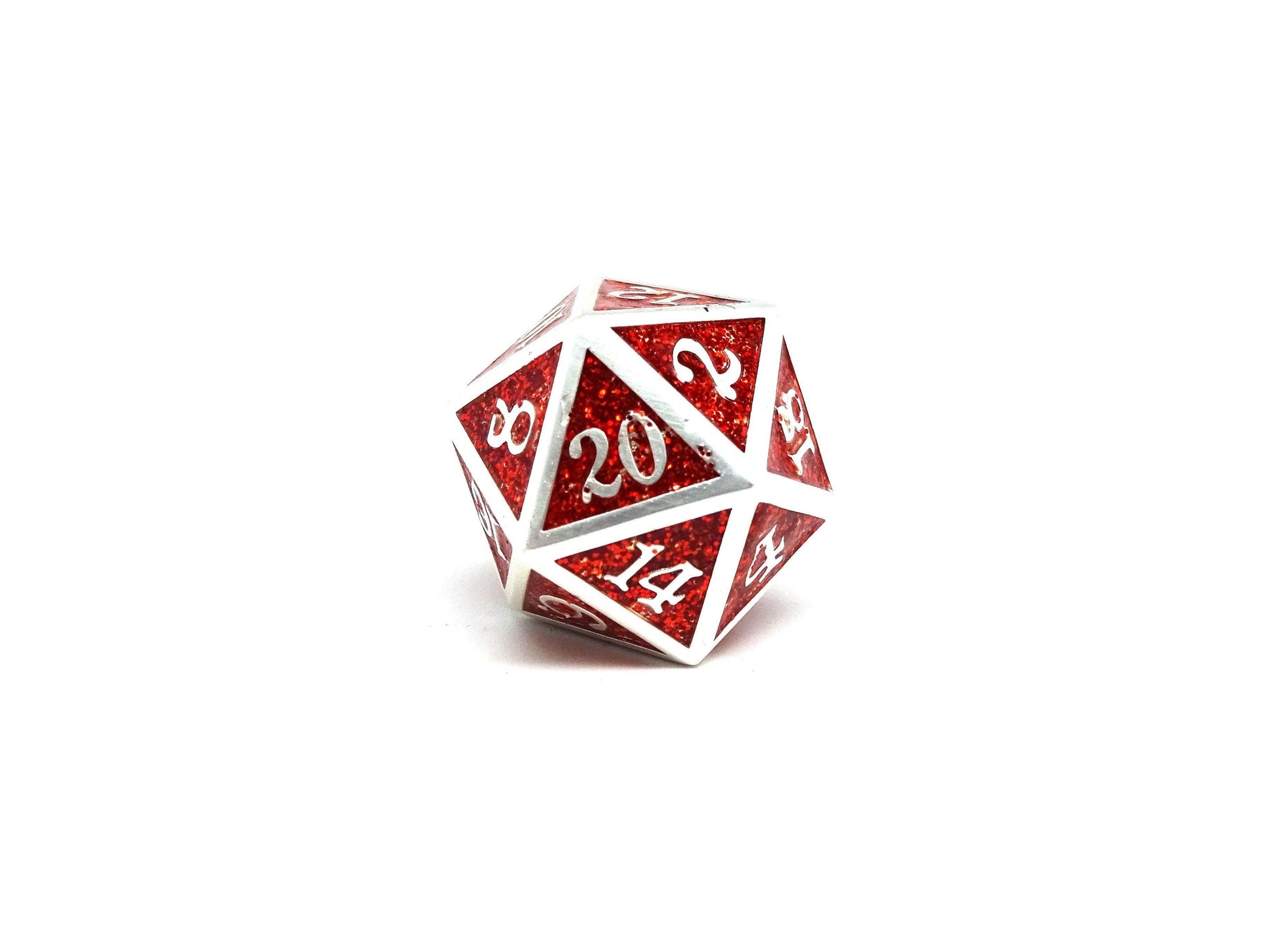 Heroic Dice of Metallic Luster - Red with Silver Font