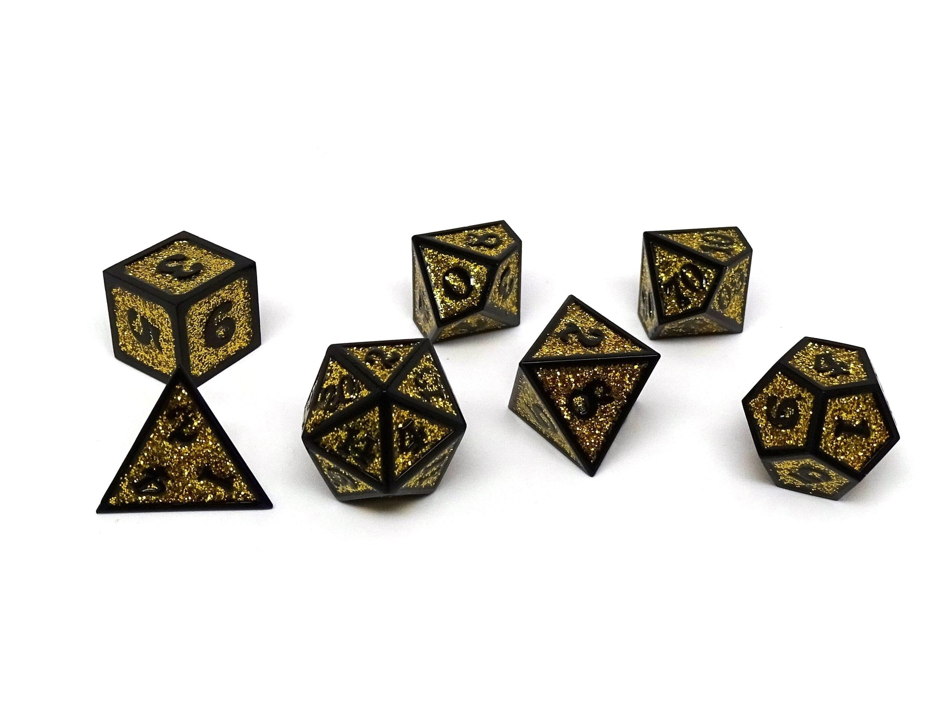 Heroic Dice of Metallic Luster -  Yellow with Black Font