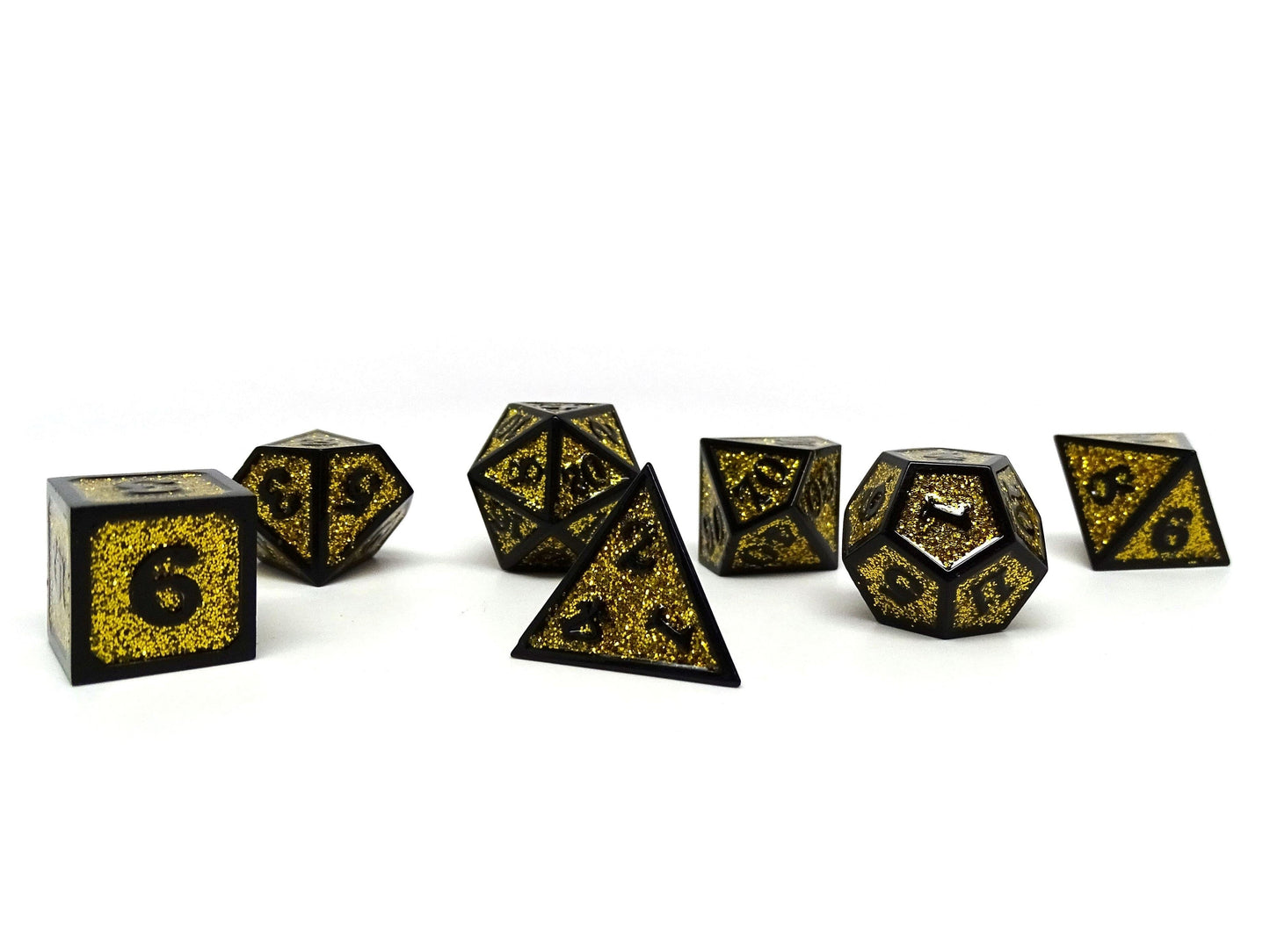 Heroic Dice of Metallic Luster -  Yellow with Black Font