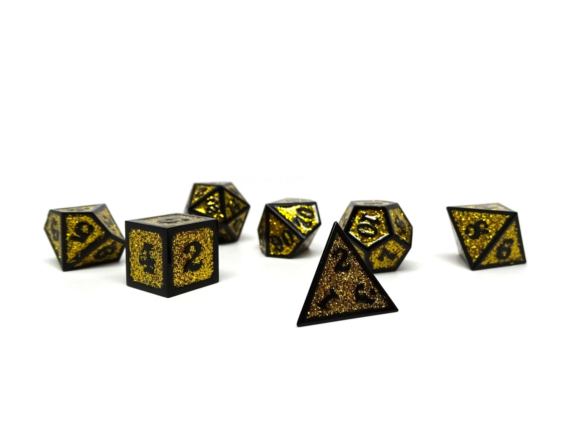 Heroic Dice of Metallic Luster -  Yellow with Black Font