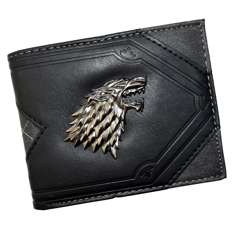 High Quality Cool Metal Wolf Design Wallet Men's Purse with Coin Pocket